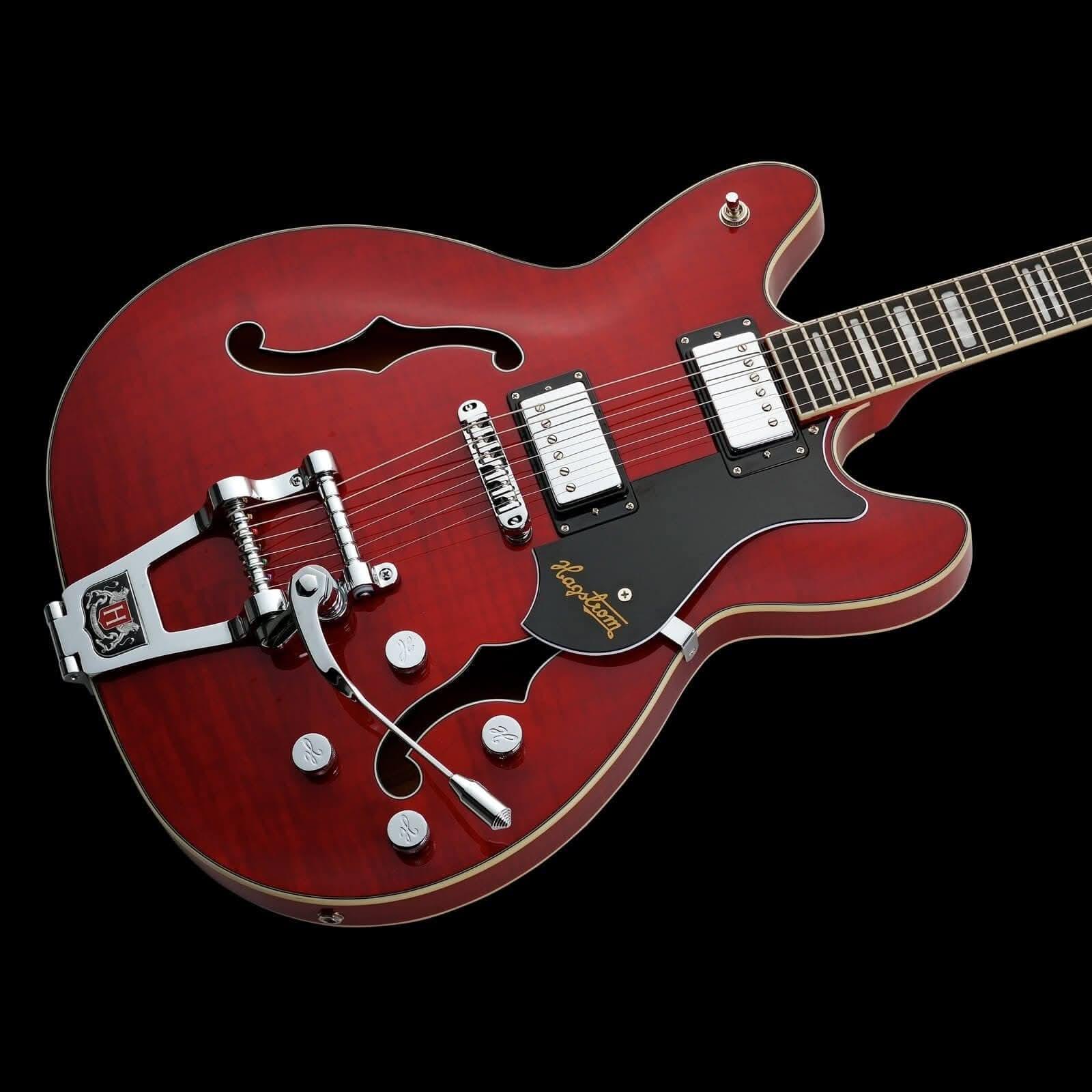 Hagstrom Tremar Viking Deluxe Semi-Hollow Guitar in Wild Cherry Transparent - GIG Guitars