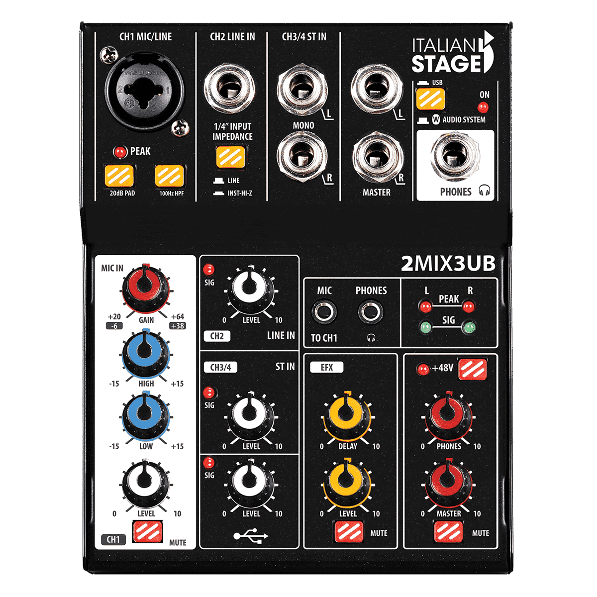 Italian Stage 2MIX3UB Stereo Mixer - GIG Guitars