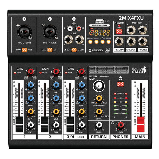 Italian Stage 2MIX4FXU 4-Channel Stereo Mixer - GIG Guitars