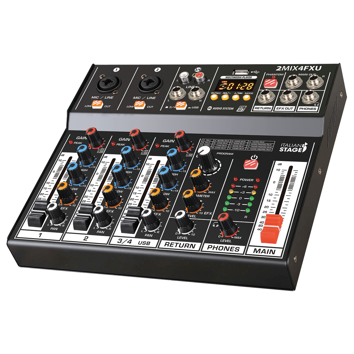 Italian Stage 2MIX4FXU 4-Channel Stereo Mixer - GIG Guitars