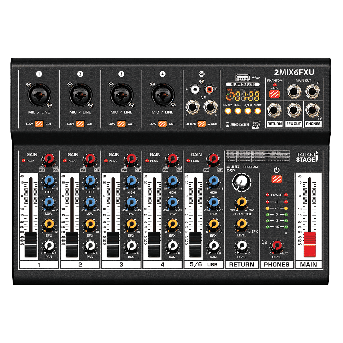 Italian Stage 2MIX6FXU 6-Channel Stereo Mixer - GIG Guitars