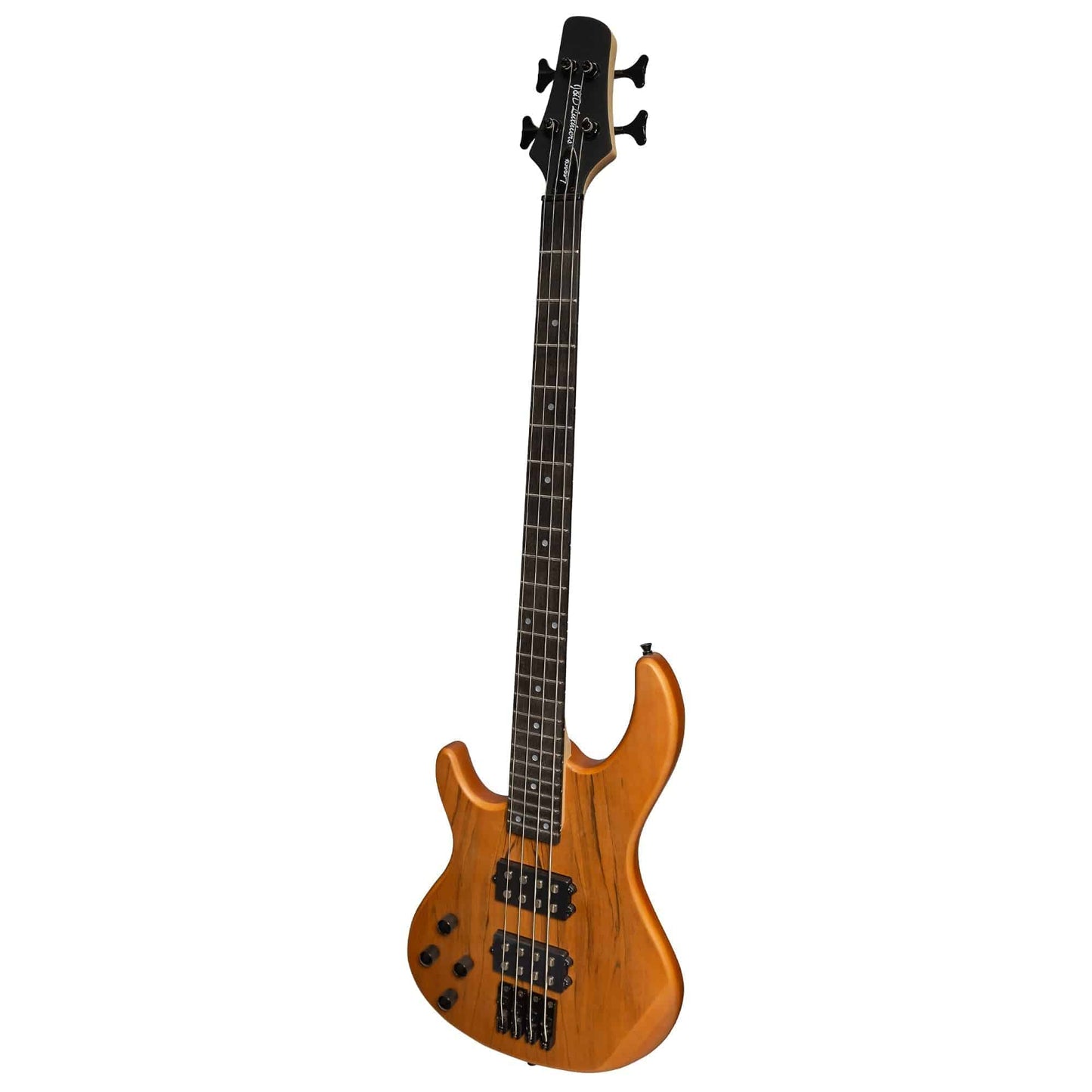 J&D 'Legacy Series' 4 String Mahogany & Spalted Maple T-Style Contemporary Electric Bass Guitar Left Handed