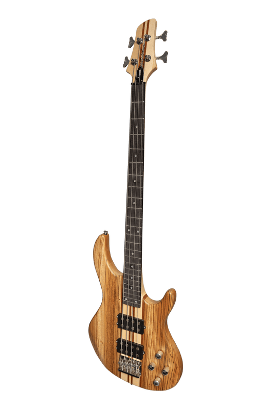 J&D Luthiers 4-String Contemporary Neck Through Active Electric Bass Guitar Natural Satin