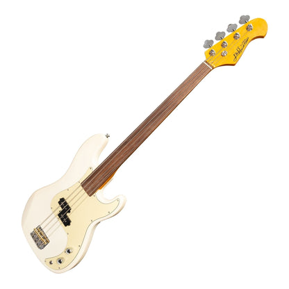 J&amp;D Luthiers 4-String PB-Style Fretless Electric Bass Guitar (Cream) - GIG Guitars