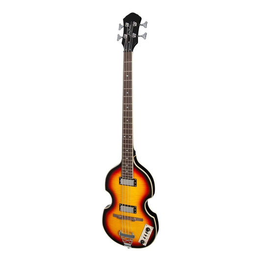 J&D Luthiers 4-String Violin-Style Electric Bass Guitar Tobacco Sunburst