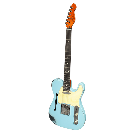 J&D 'Legacy Series' TE-Style Thinline 'Relic' Electric Guitar Blue