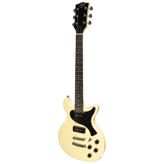 J&D Luthiers LP Double Cut Junior P-90 Electric Guitar Cream