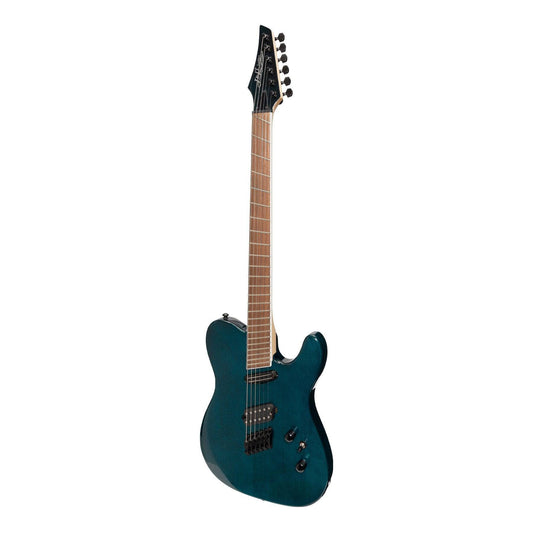 J&D Luthiers TF60 Contemporary 'TL' Style Multi-Scale Electric Guitar Transparent Blue