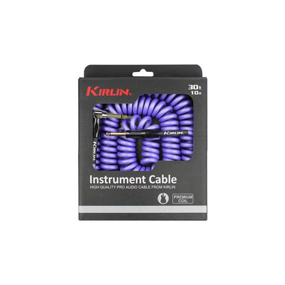Kirlin IPK222PU 30ft Premium Coil Purple Guitar Cable RA - Straight Kirlin Cables & Leads