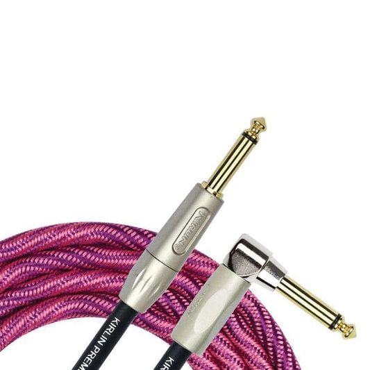 Kirlin IWB202WPP 10ft Premium Plus Wave Pink Guitar Cable RA to Straight Kirlin Cables & Leads