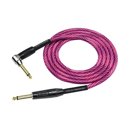 Kirlin IWB202WPP 20ft Premium Plus Wave Pink Guitar Cable RA - Straight Kirlin Cables & Leads