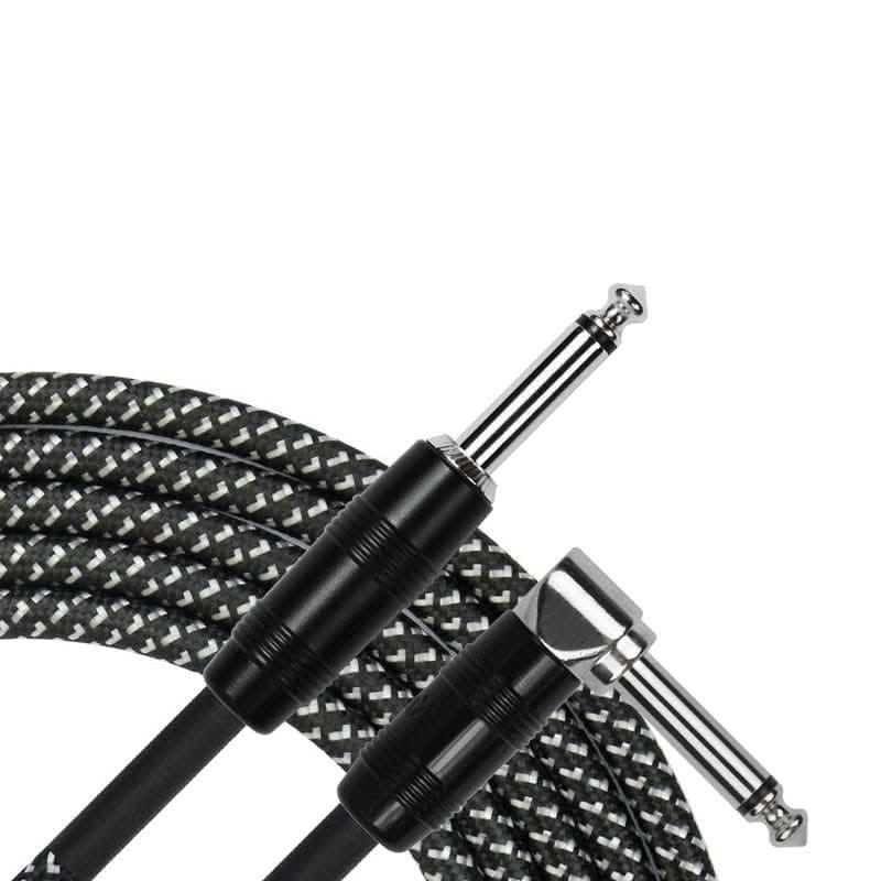 Kirlin IWC202BK 10ft Black Woven Guitar Cable RA - Straight - GIG Guitars