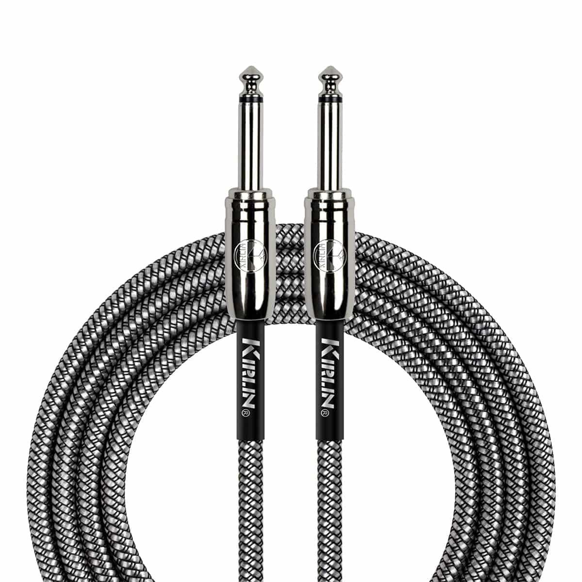 Kirlin IWCC201BK 20ft Black Entry Woven Instrument Cable with Chrome Ends - GIG Guitars