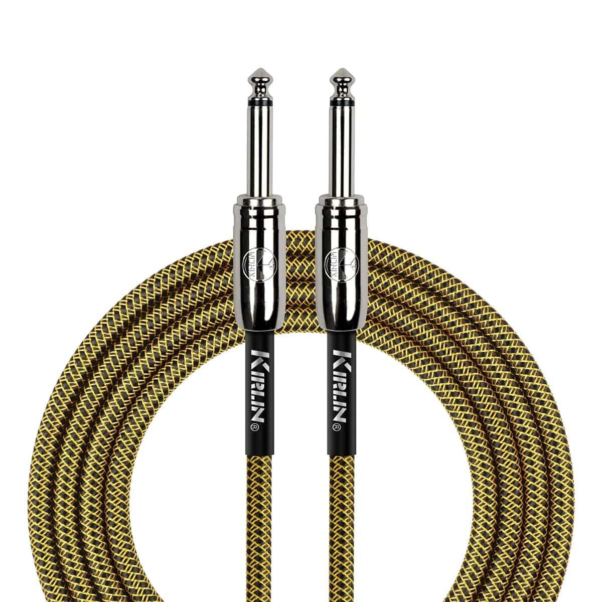 Kirlin IWCC201BY 20ft Tweed Entry Woven Instrument Cable with Chrome Ends - GIG Guitars