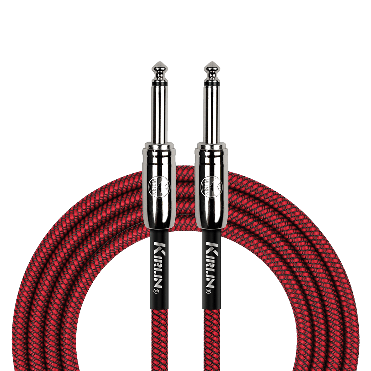 Kirlin IWCC201RD 10ft Red Entry Woven Instrument Cable with Chrome Ends - GIG Guitars