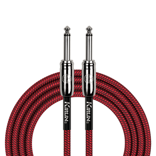 Kirlin IWCC201RD 20ft Red Entry Woven Instrument Cable with Chrome Ends - GIG Guitars