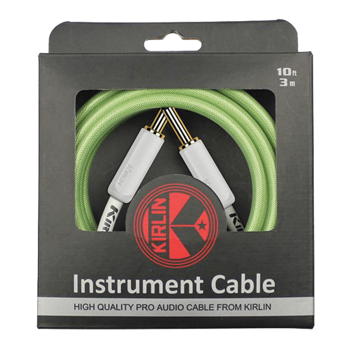 Kirlin KIPW201WGR-10 PVC Woven Guitar Cable 10Ft Green Kirlin Cables & Leads