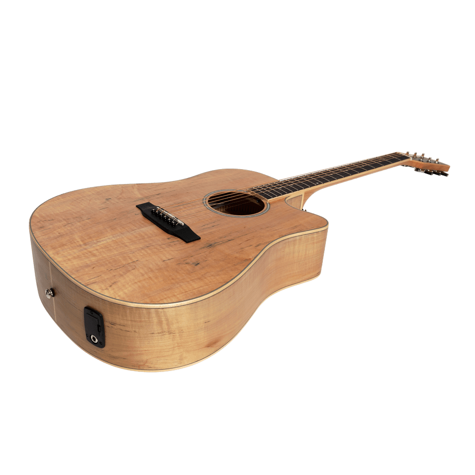 Martinez '31 Series' Daowood Acoustic-Electric Dreadnought Cutaway Guitar (African Brownburst) - GIG Guitars