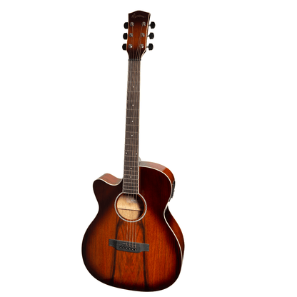 Martinez '31 Series' Daowood Small Body Left Handed Acoustic-Electric Cutaway Guitar (African Brownburst) - GIG Guitars