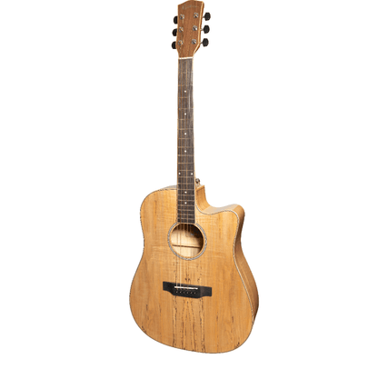 Martinez '31 Series' Spalted Maple Acoustic-Electric Dreadnought Cutaway Guitar (Natural Gloss) - GIG Guitars