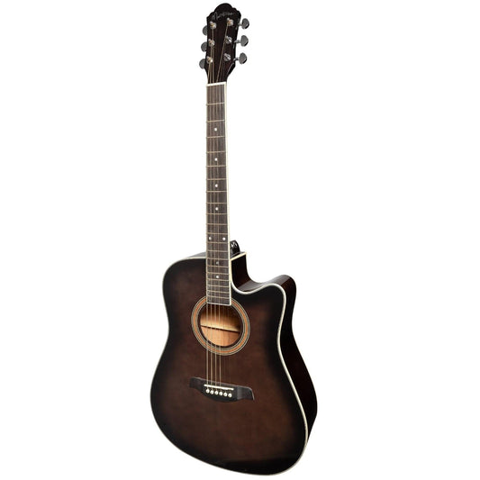 Martinez '41 Series' Dreadnought Acoustic Guitar. Cut-away Gloss Finish (Gloss Black Burst) - GIG Guitars