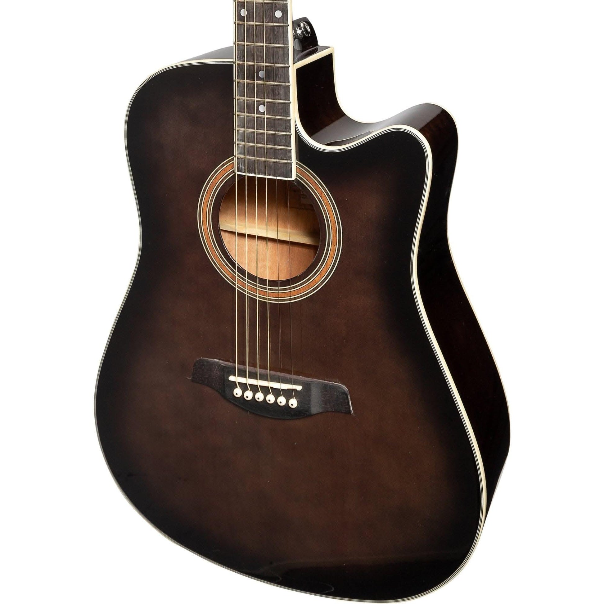 Martinez '41 Series' Dreadnought Acoustic Guitar. Cut-away Gloss Finish (Gloss Black Burst) - GIG Guitars