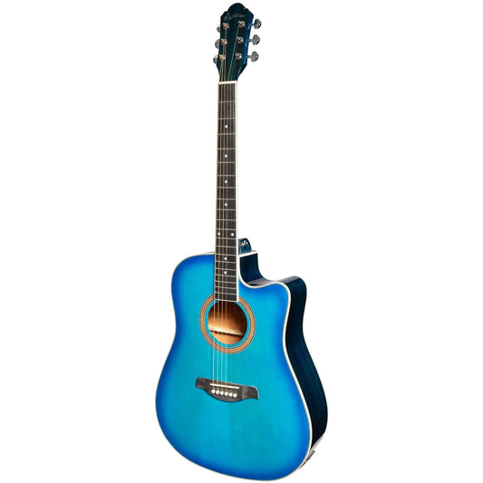 Martinez '41 Series' Dreadnought Acoustic Guitar. Cut-away Gloss Finish (Gloss Blue Burst) (Copy) - GIG Guitars