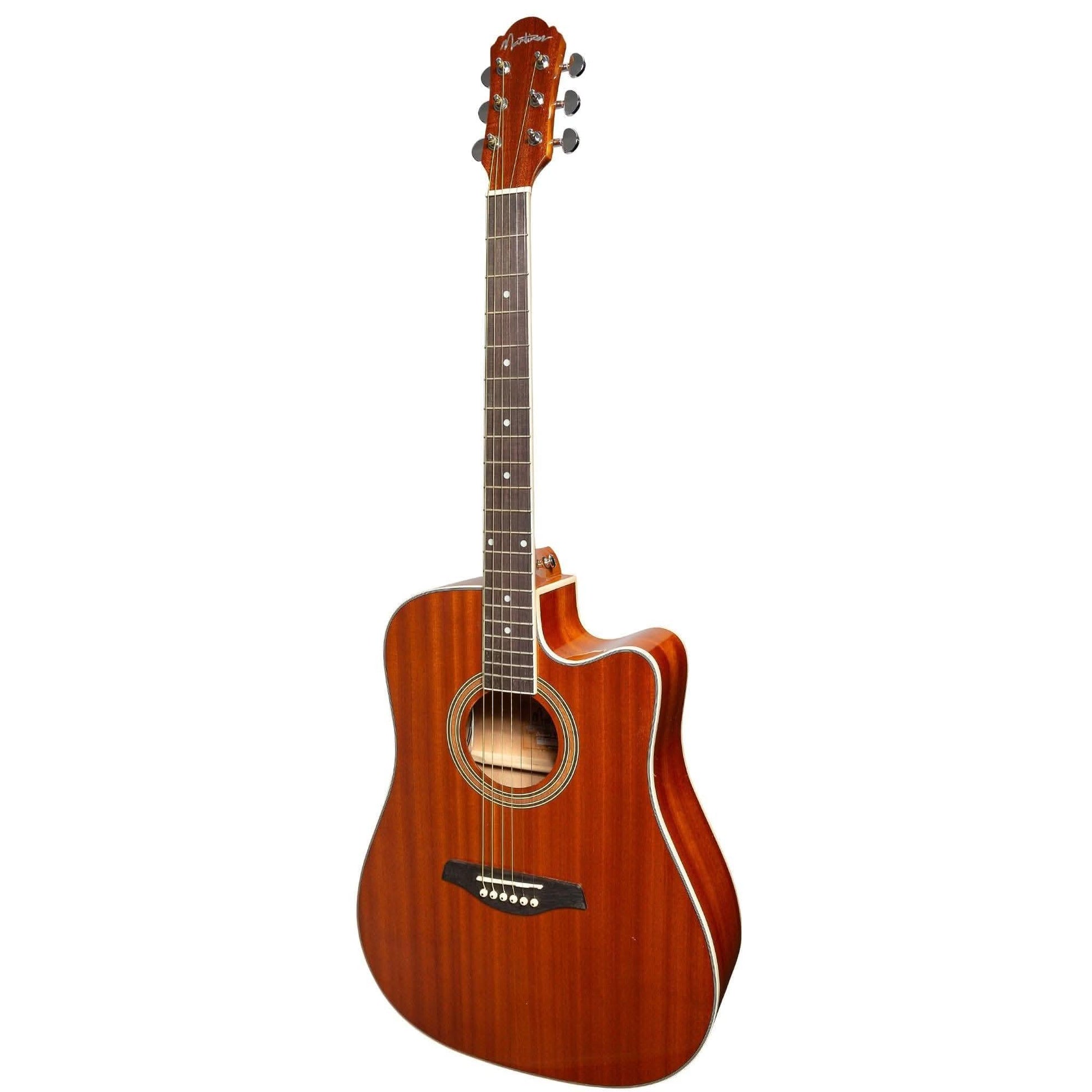 Martinez '41 Series' Dreadnought Acoustic Guitar. Cut-away Gloss Finish (Gloss Mahogany) - GIG Guitars