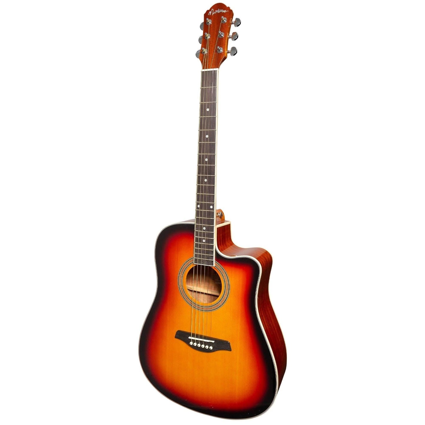 Martinez '41 Series' Dreadnought Acoustic Guitar. Cut-away Gloss Finish (Gloss Tobacco Burst) (Copy) - GIG Guitars