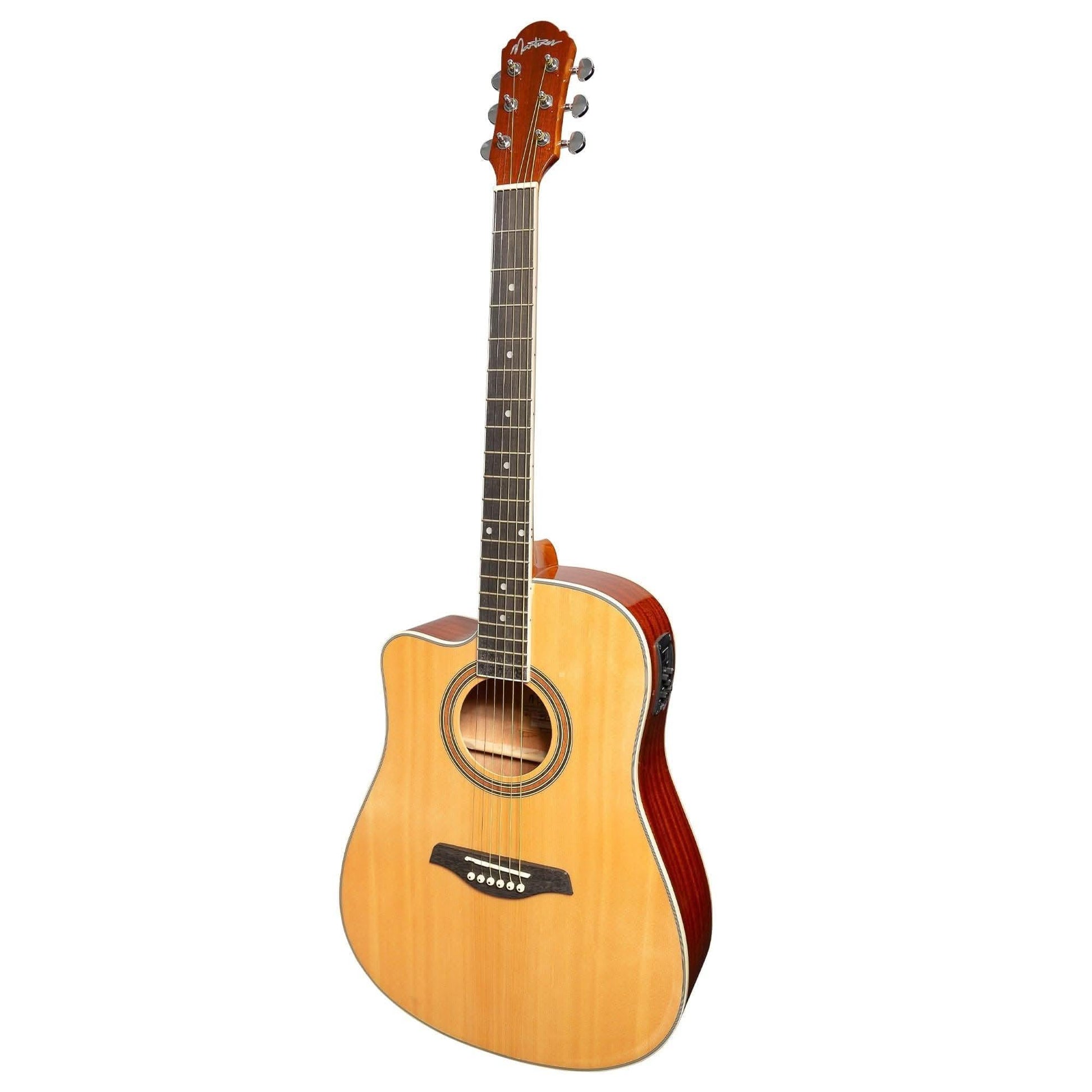 Martinez '41 Series' Dreadnought Acoustic Guitar. Cut-away Left Hand Gloss Finish (Natural Gloss) - GIG Guitars