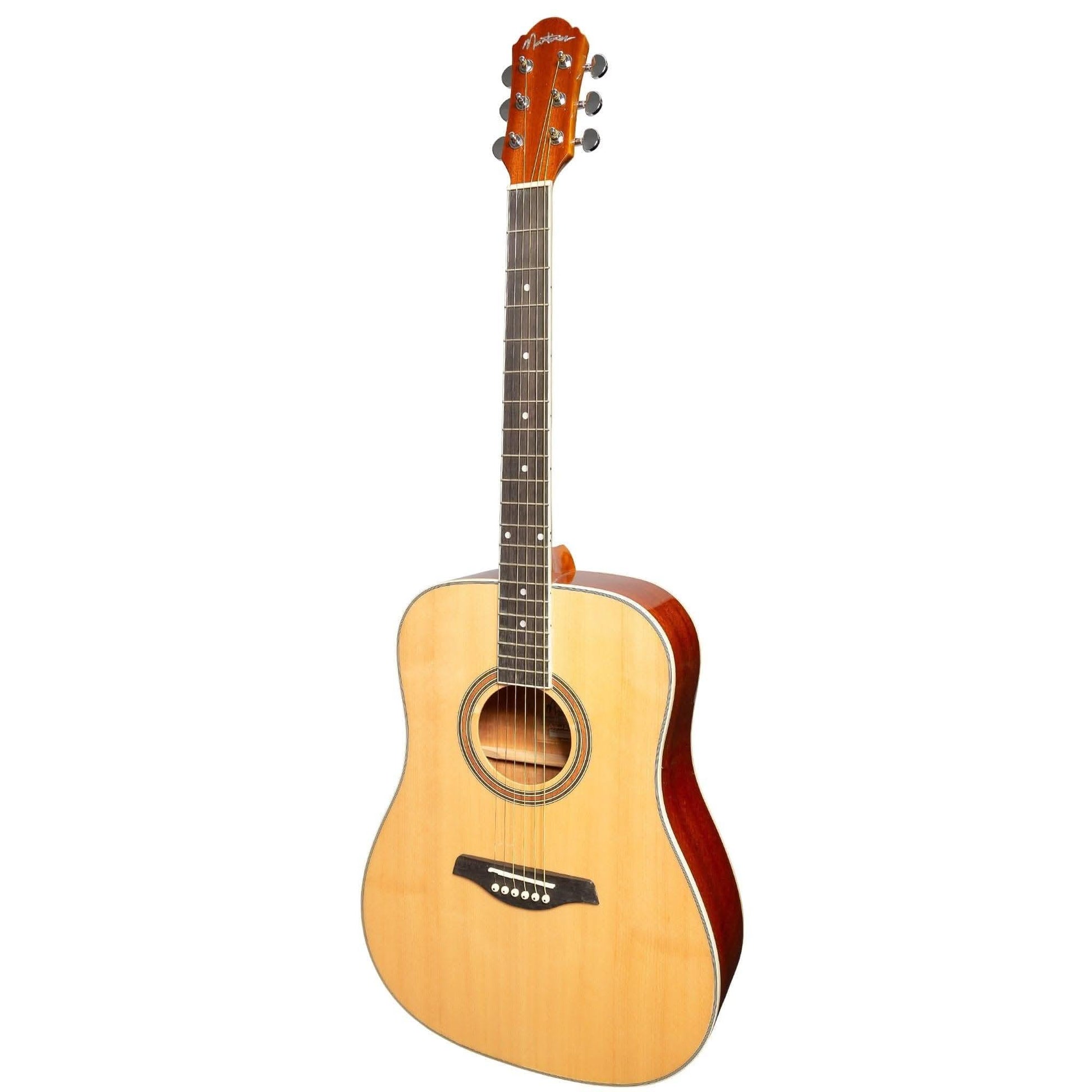 Martinez '41 Series' Dreadnought Acoustic Guitar Gloss Finish Left Hand (Natural Gloss) - GIG Guitars