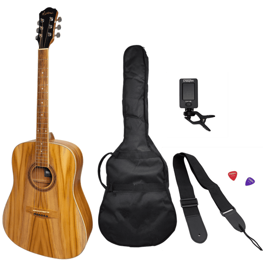 Martinez '41 Series' Dreadnought Acoustic Guitar Pack (Jati-Teakwood) - GIG Guitars