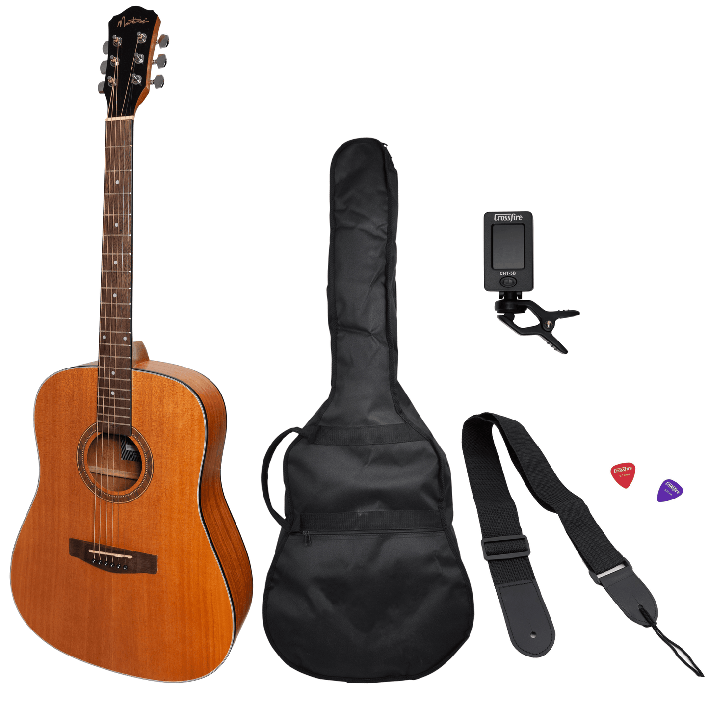 Martinez '41 Series' Dreadnought Acoustic Guitar Pack (Mahogany) - GIG Guitars