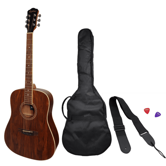 Martinez '41 Series' Dreadnought Acoustic Guitar Pack with Built-in Tuner (Rosewood) - GIG Guitars