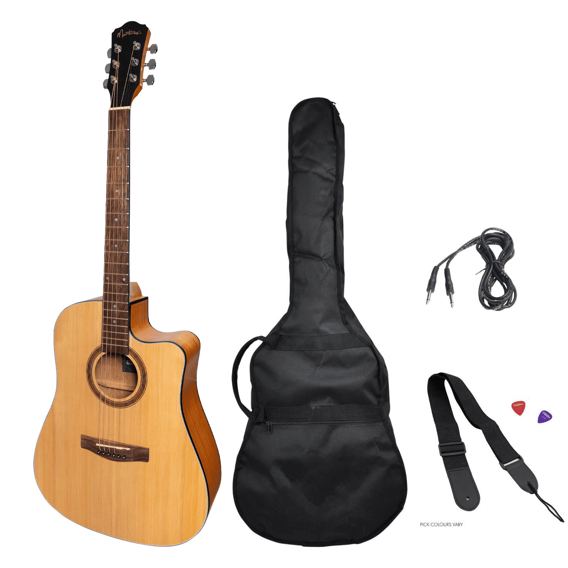 Martinez '41 Series' Dreadnought Cutaway Acoustic-Electric Guitar Pack (Spruce/Mahogany) - GIG Guitars