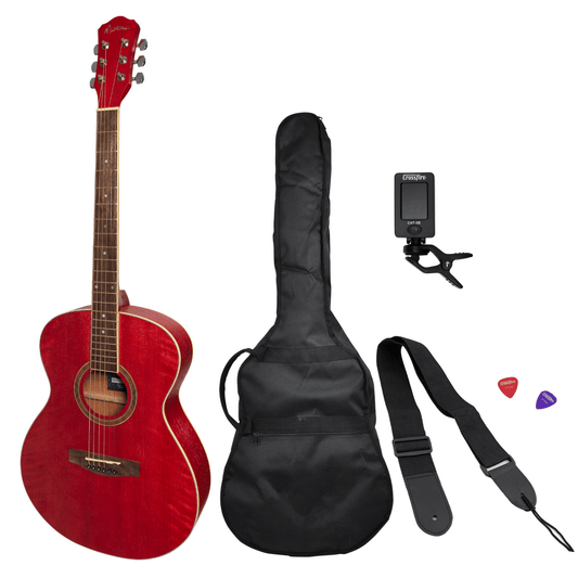 Martinez '41 Series' Folk Size Acoustic Guitar Pack (Pink) - GIG Guitars