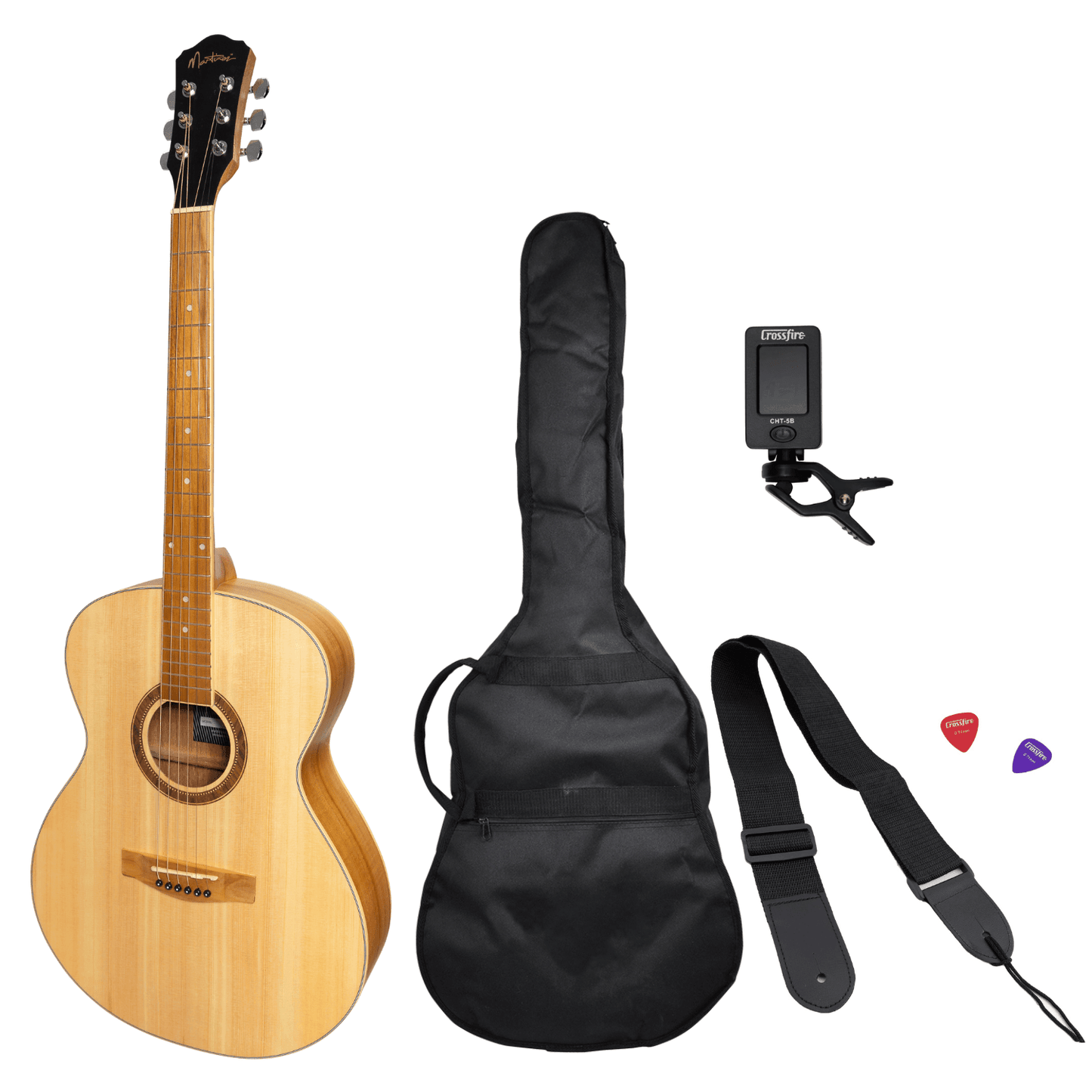 Martinez '41 Series' Folk Size Acoustic Guitar Pack (Spruce/Jati-Teakwood) - GIG Guitars