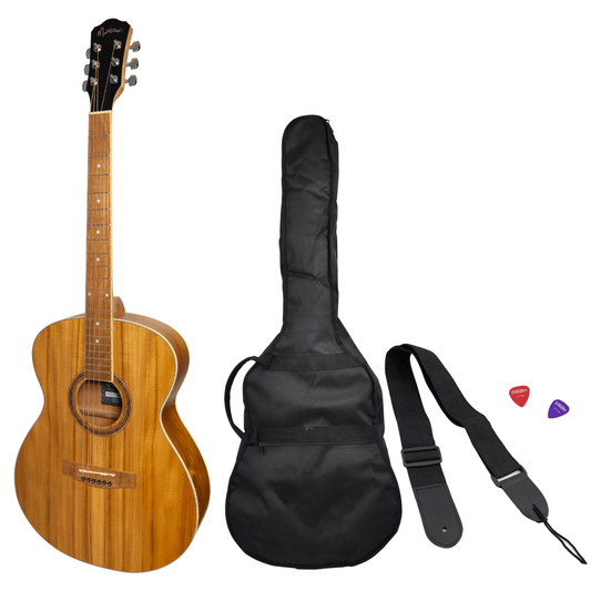 Martinez '41 Series' Folk Size Acoustic Guitar Pack with Built-in Tuner (Jati-Teakwood) - GIG Guitars