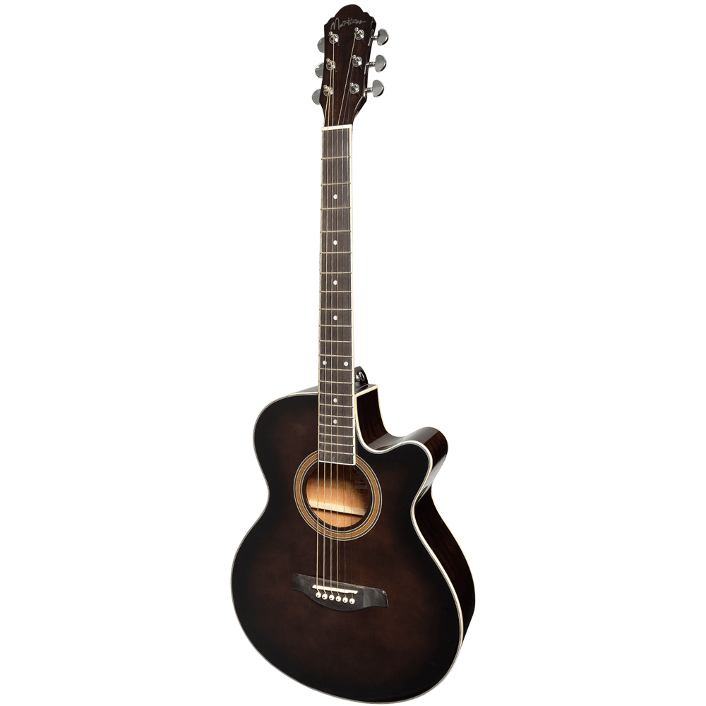 Martinez '41 Series' Folk Size Cutaway Acoustic-Electric Guitar (Black Sunburst) - GIG Guitars