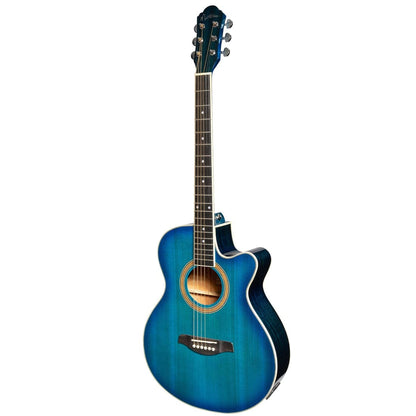 Martinez '41 Series' Folk Size Cutaway Acoustic-Electric Guitar Blue Burst