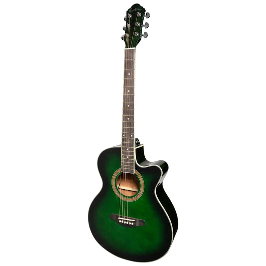 Martinez '41 Series' Folk Size Cutaway Acoustic-Electric Guitar (Green Burst) - GIG Guitars