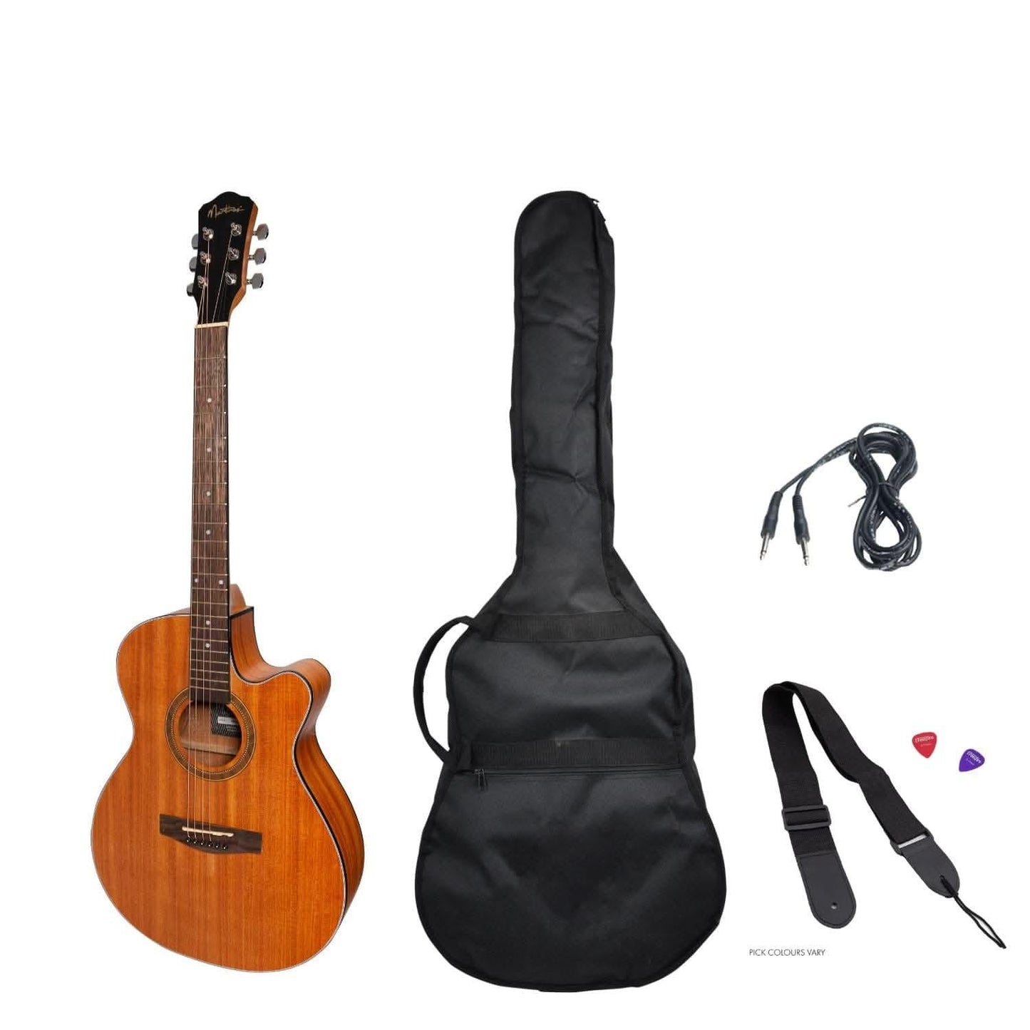 Martinez '41 Series' Folk Size Cutaway Acoustic-Electric Guitar Pack (Mahogany) - GIG Guitars