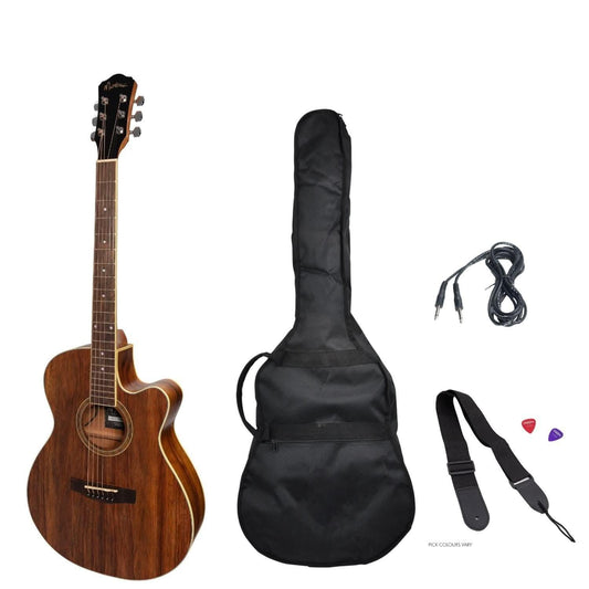 Martinez '41 Series' Folk Size Cutaway Acoustic-Electric Guitar Pack (Rosewood) - GIG Guitars