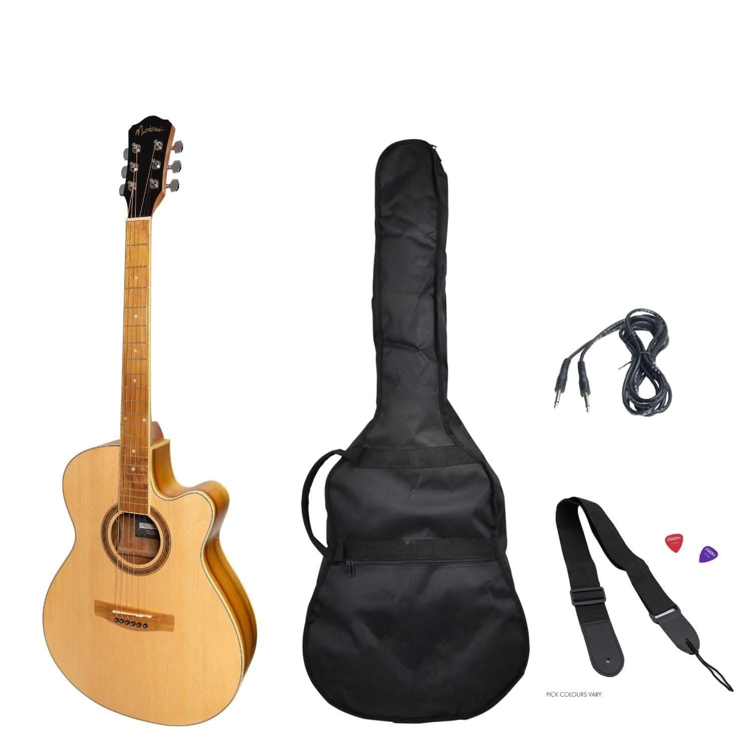 Martinez '41 Series' Folk Size Cutaway Acoustic-Electric Guitar Pack (Spruce/Jati-Teakwood) - GIG Guitars