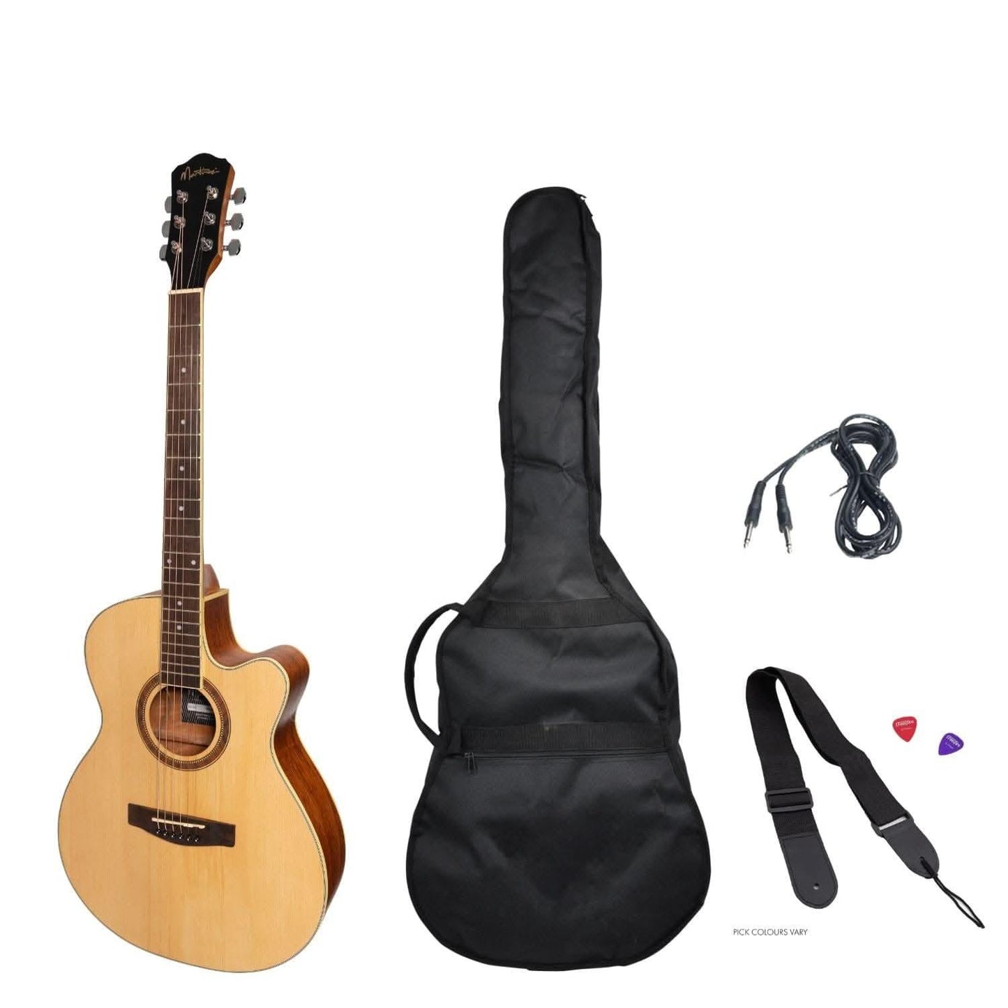 Martinez '41 Series' Folk Size Cutaway Acoustic-Electric Guitar Pack (Spruce/Rosewood) - GIG Guitars