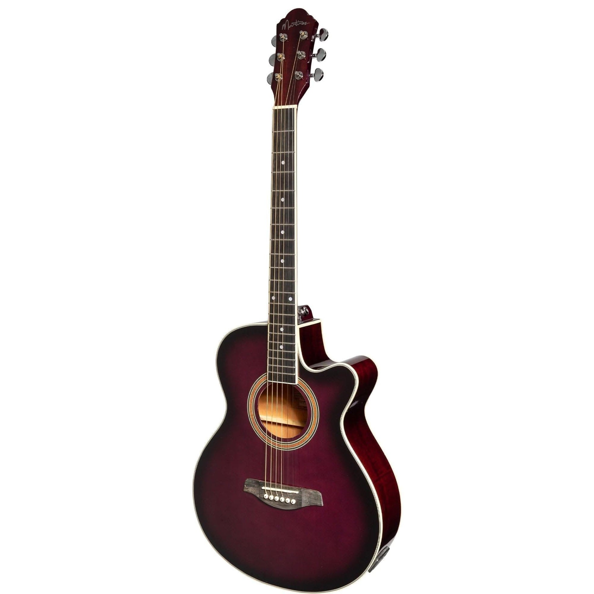 Martinez '41 Series' Folk Size Cutaway Acoustic-Electric Guitar (Purple Burst) - GIG Guitars