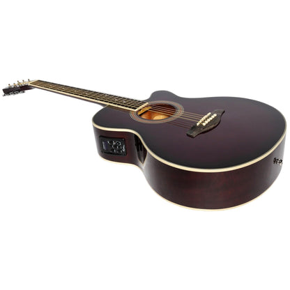 Martinez '41 Series' Folk Size Cutaway Acoustic-Electric Guitar (Purple Burst) - GIG Guitars