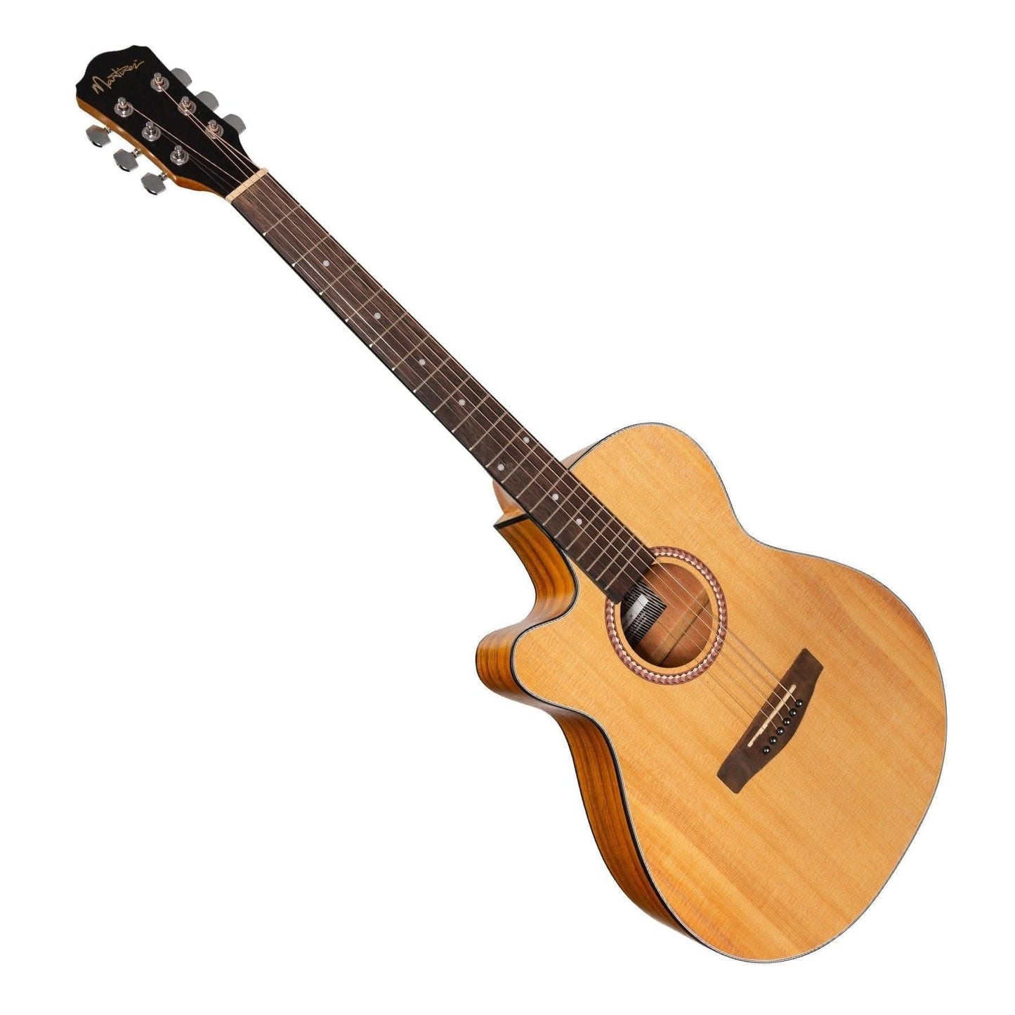 Martinez '41 Series' Left Handed Folk Size Cutaway Acoustic-Electric Guitar (Spruce/Koa) - GIG Guitars