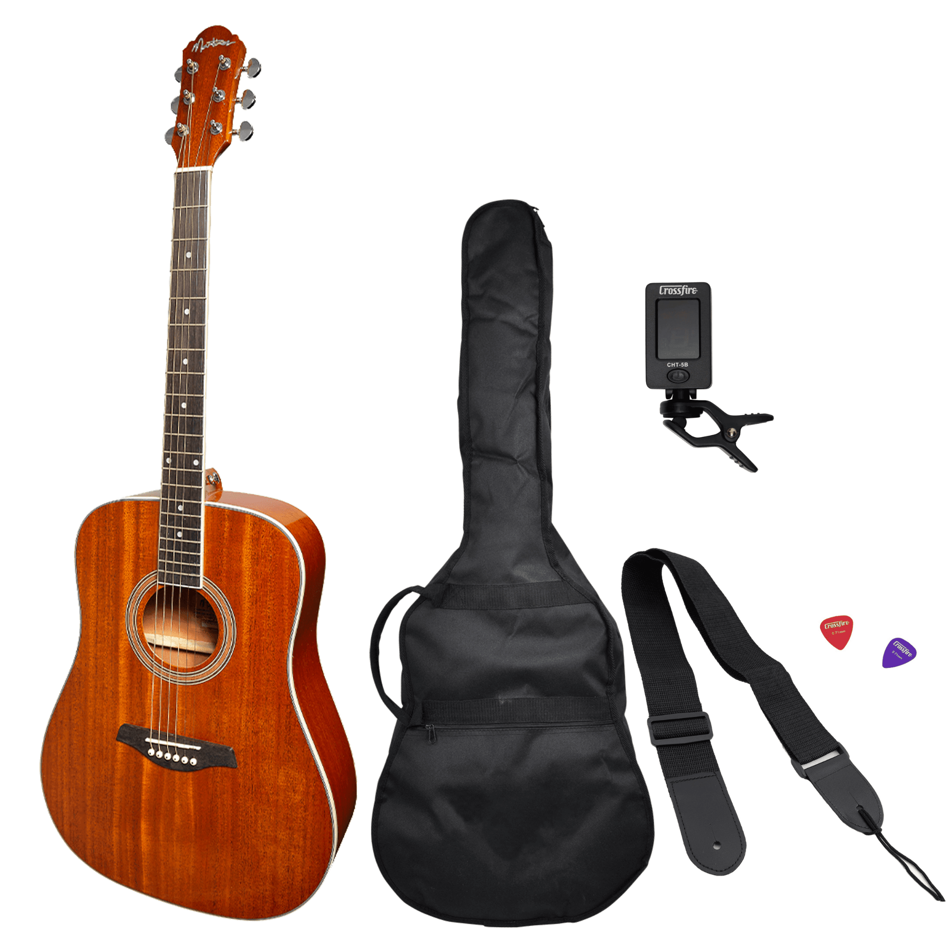 Martinez '41G Series' Dreadnought Acoustic Guitar Pack (Gloss Mahogany) - GIG Guitars