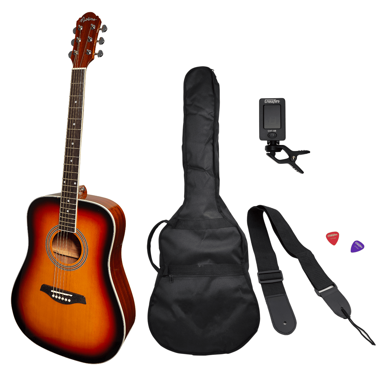 Martinez '41G Series' Dreadnought Acoustic Guitar Pack (Gloss Sunburst) - GIG Guitars